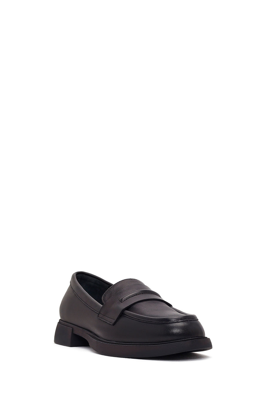 Kadın Siyah Deri Maskülen Loafer