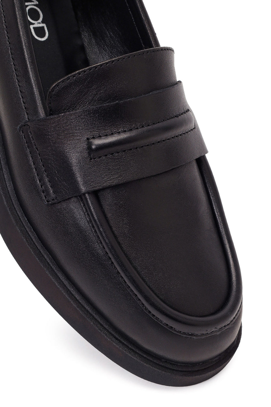 Kadın Siyah Deri Maskülen Loafer