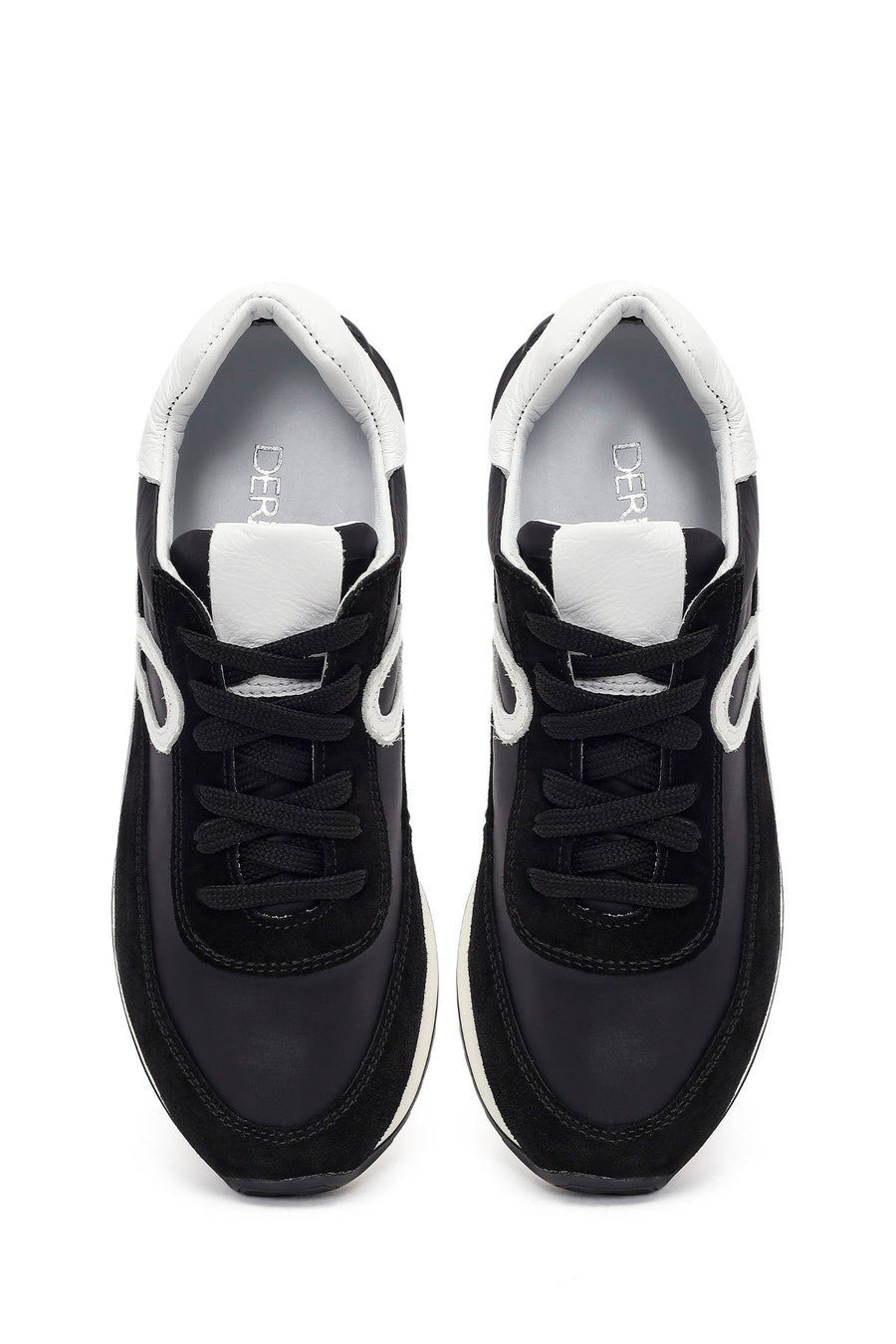 Kadın Siyah Bağcıklı Deri Sneaker