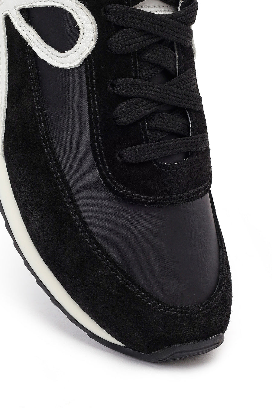 Kadın Siyah Bağcıklı Deri Sneaker