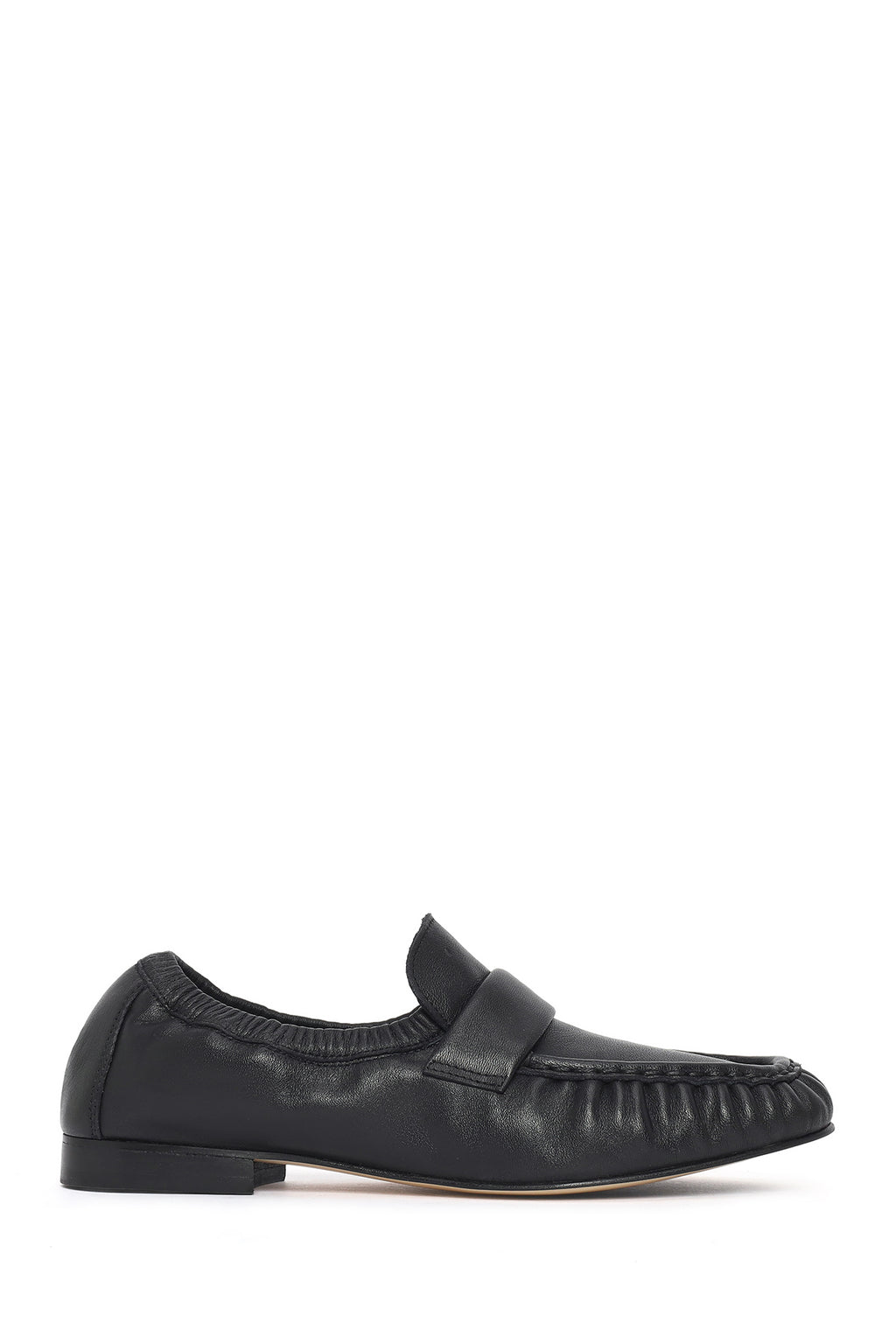 Kadın Siyah Deri Maskülen Loafer