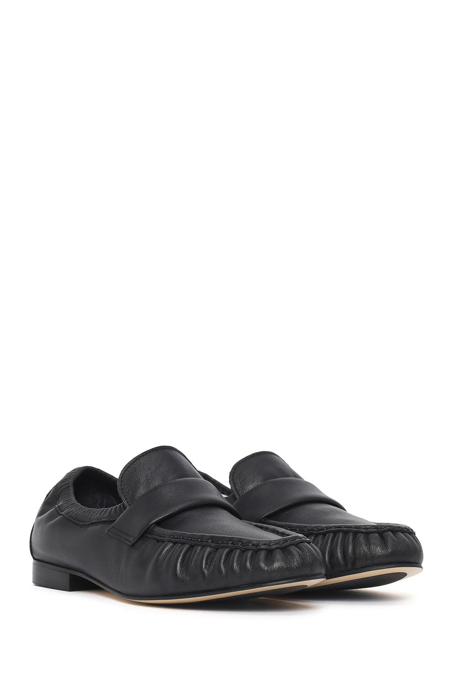 Kadın Siyah Deri Maskülen Loafer