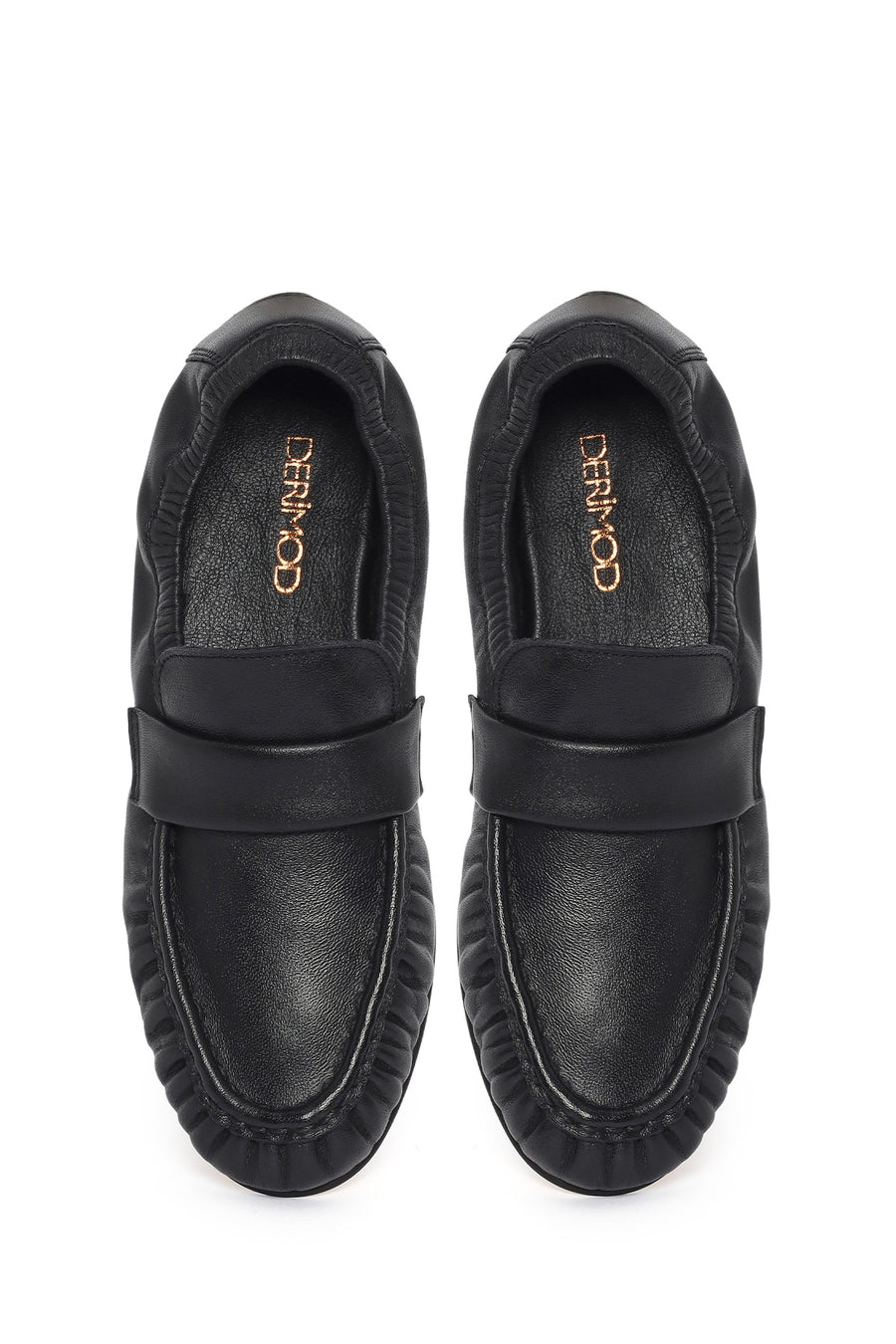 Kadın Siyah Deri Maskülen Loafer