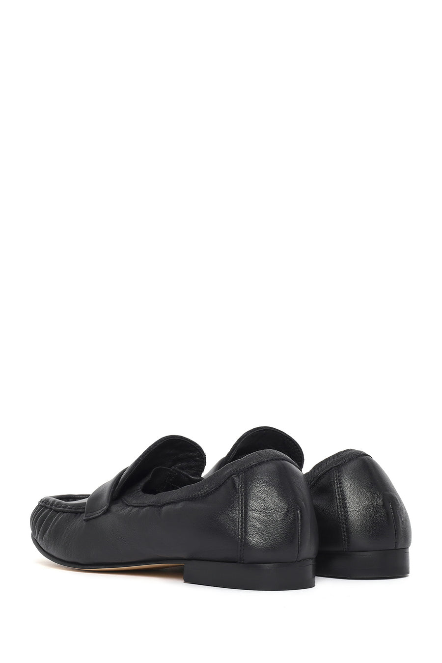 Kadın Siyah Deri Maskülen Loafer