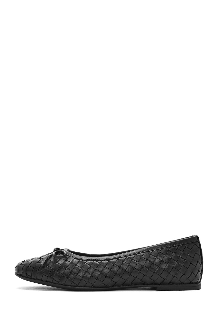 Women's Black Braided Leather Ballerinas