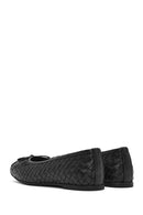Women's Black Braided Leather Ballerinas | Derimod