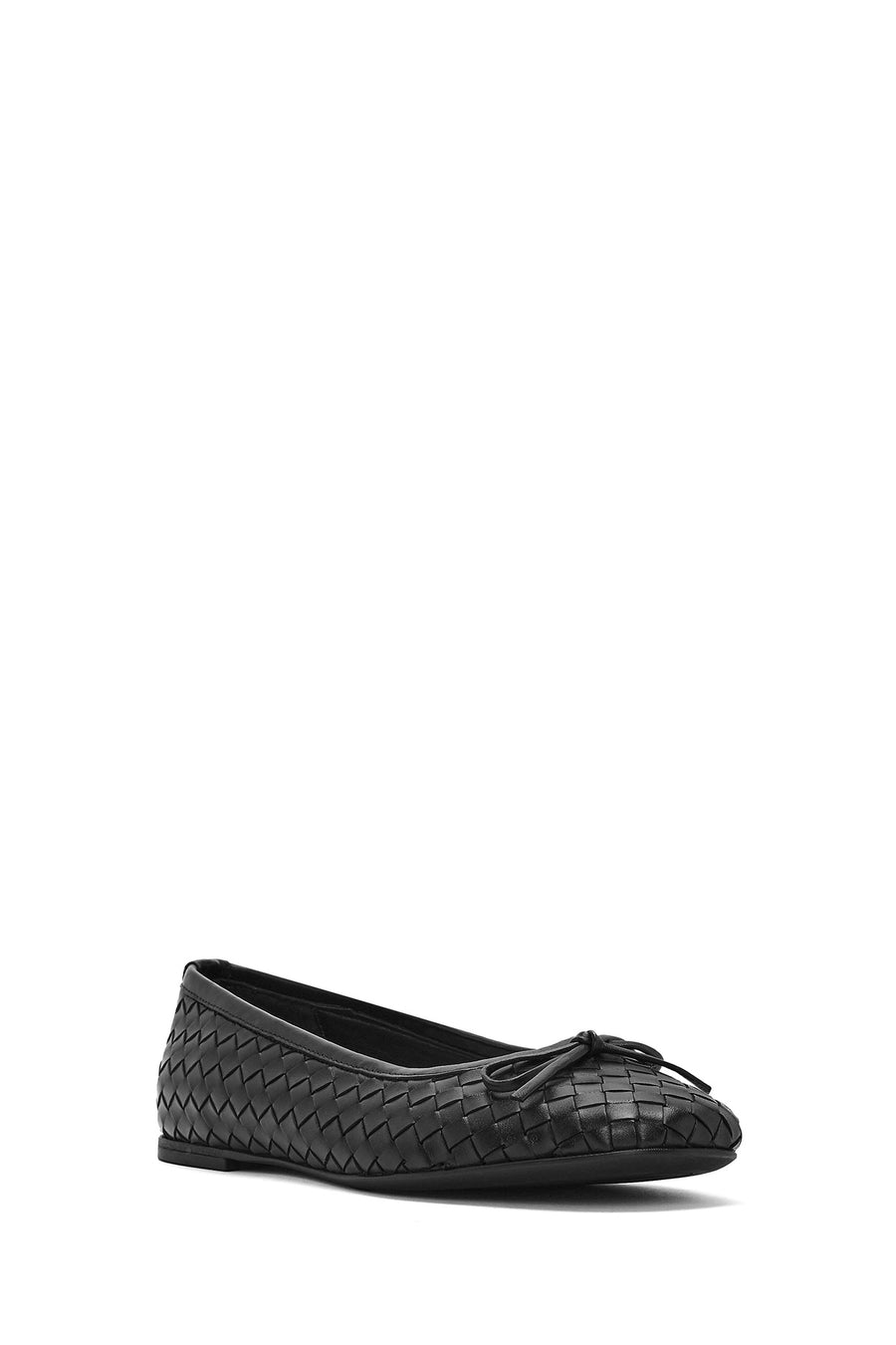 Women's Black Braided Leather Ballerinas