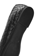 Women's Black Braided Leather Ballerinas | Derimod