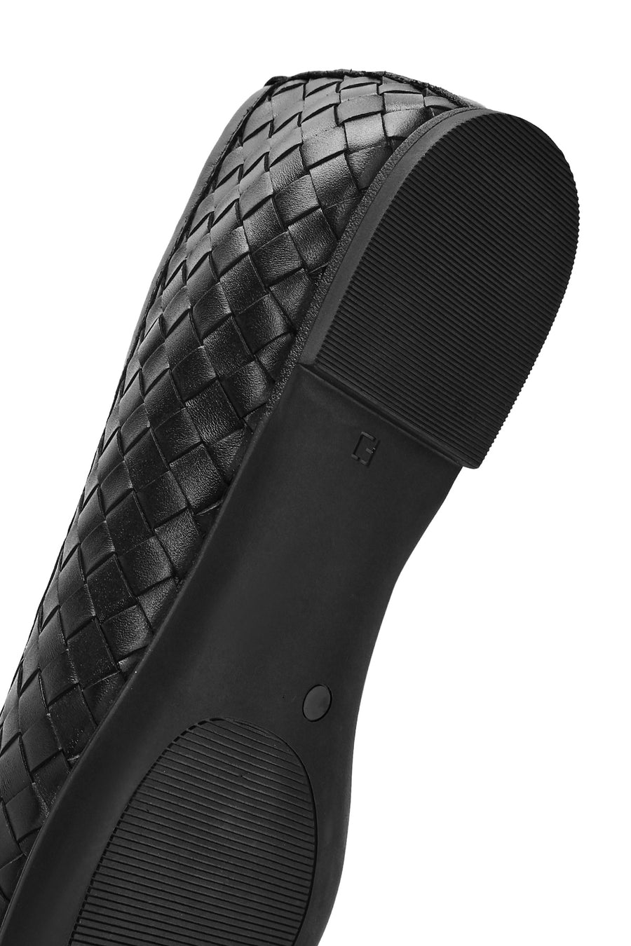 Women's Black Braided Leather Ballerinas