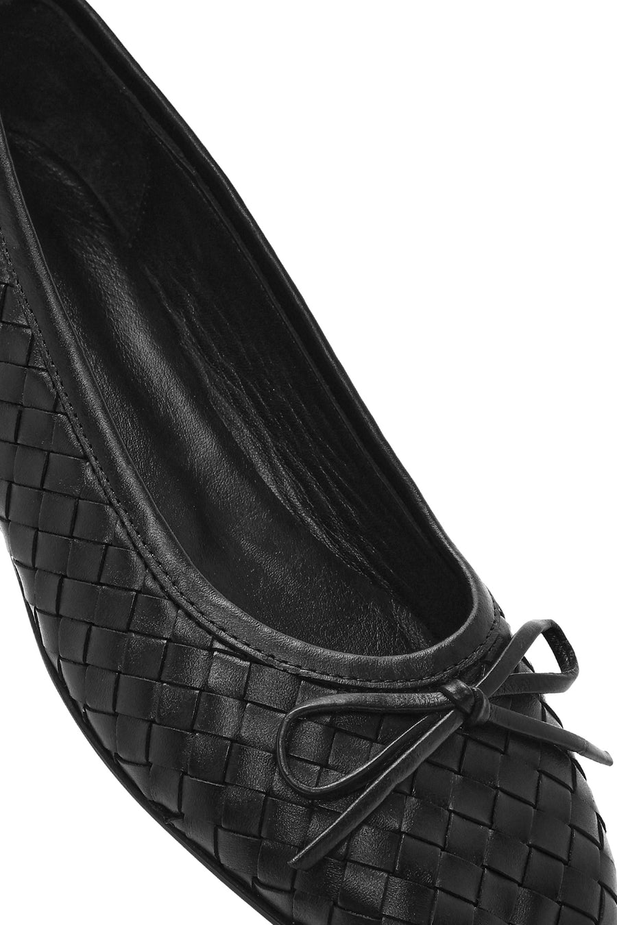 Women's Black Braided Leather Ballerinas
