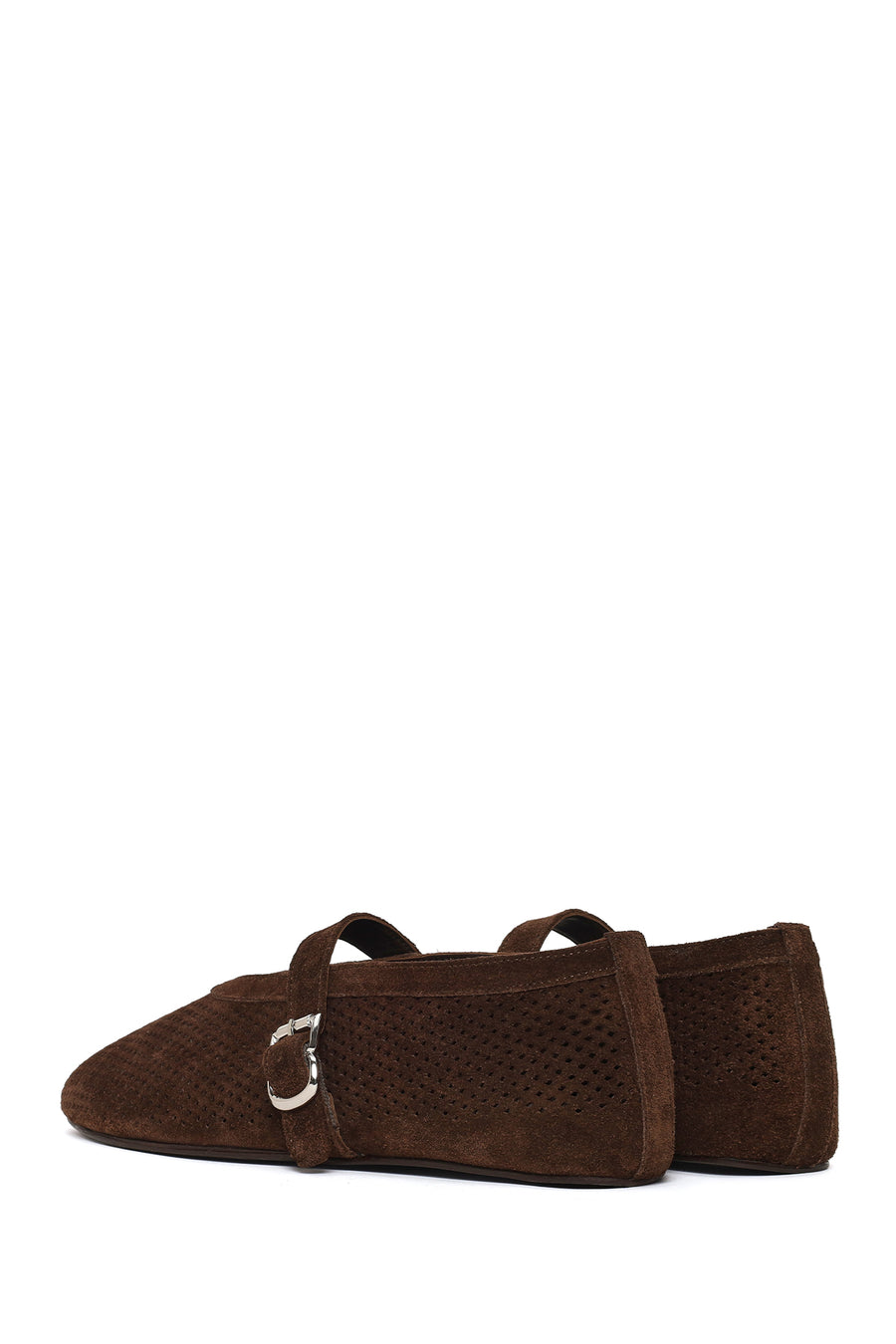 Woman Brown Mesh Suede Leather Ballerine Shoes