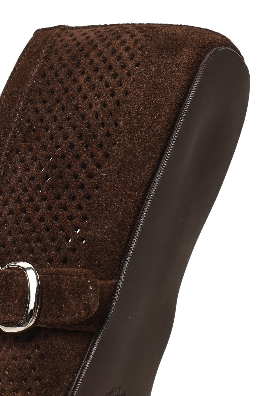 Woman Brown Mesh Suede Leather Ballerine Shoes