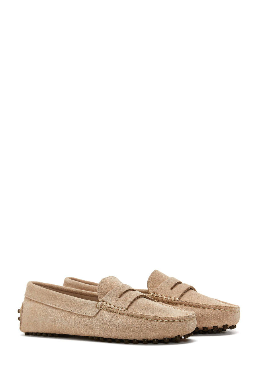 Women's Beige Suede Leather Loafer