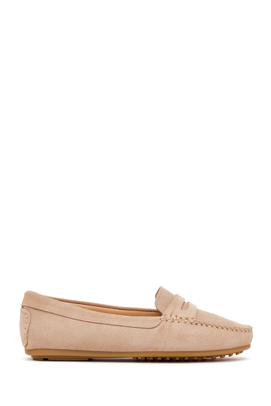 Kadın Bej Süet Deri Loafer 26PFD291210 | Derimod