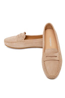 Kadın Bej Süet Deri Loafer | Derimod