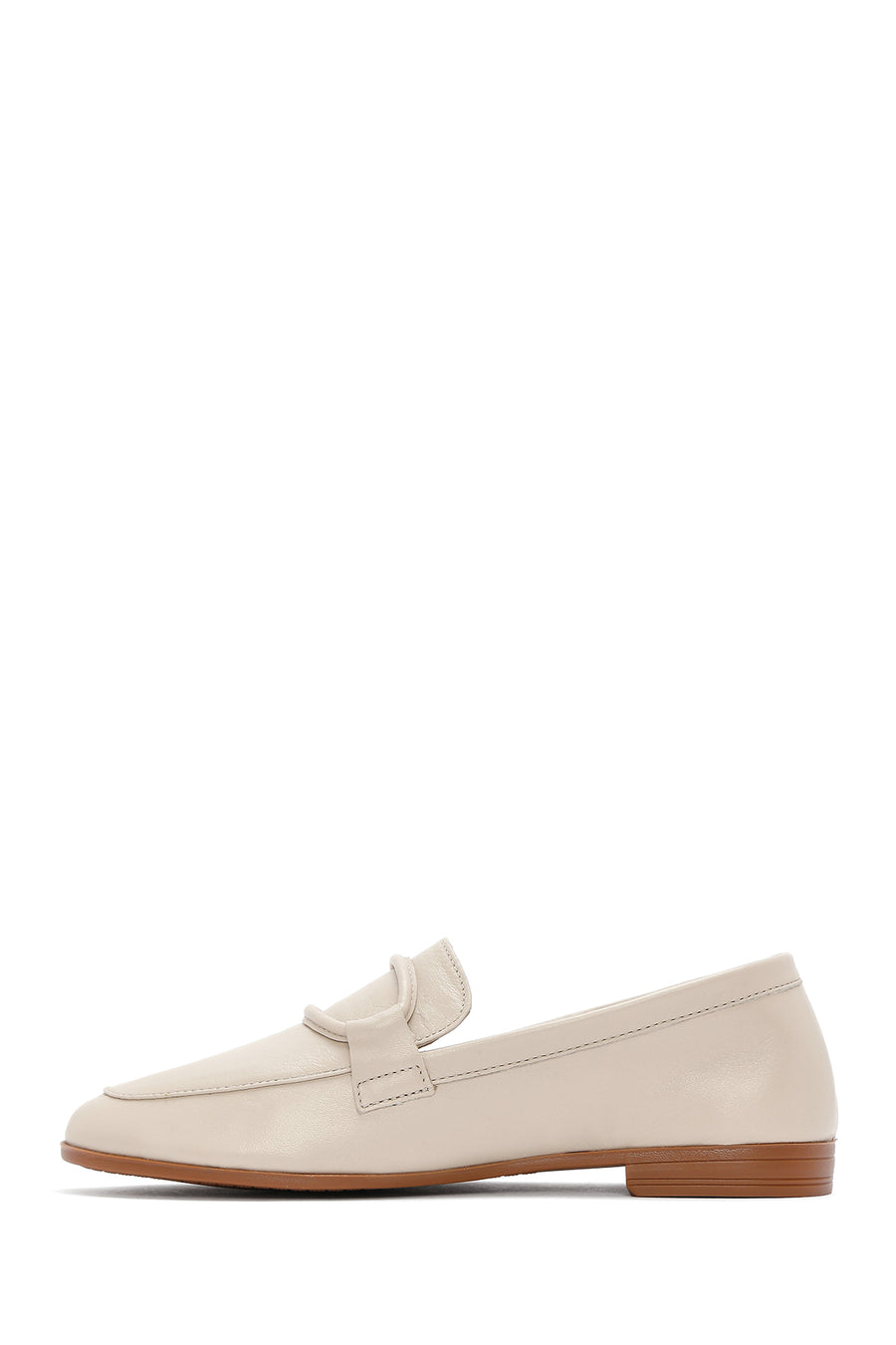 Kadın Bej Deri Maskülen Loafer