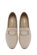 Kadın Bej Deri Maskülen Loafer | Derimod