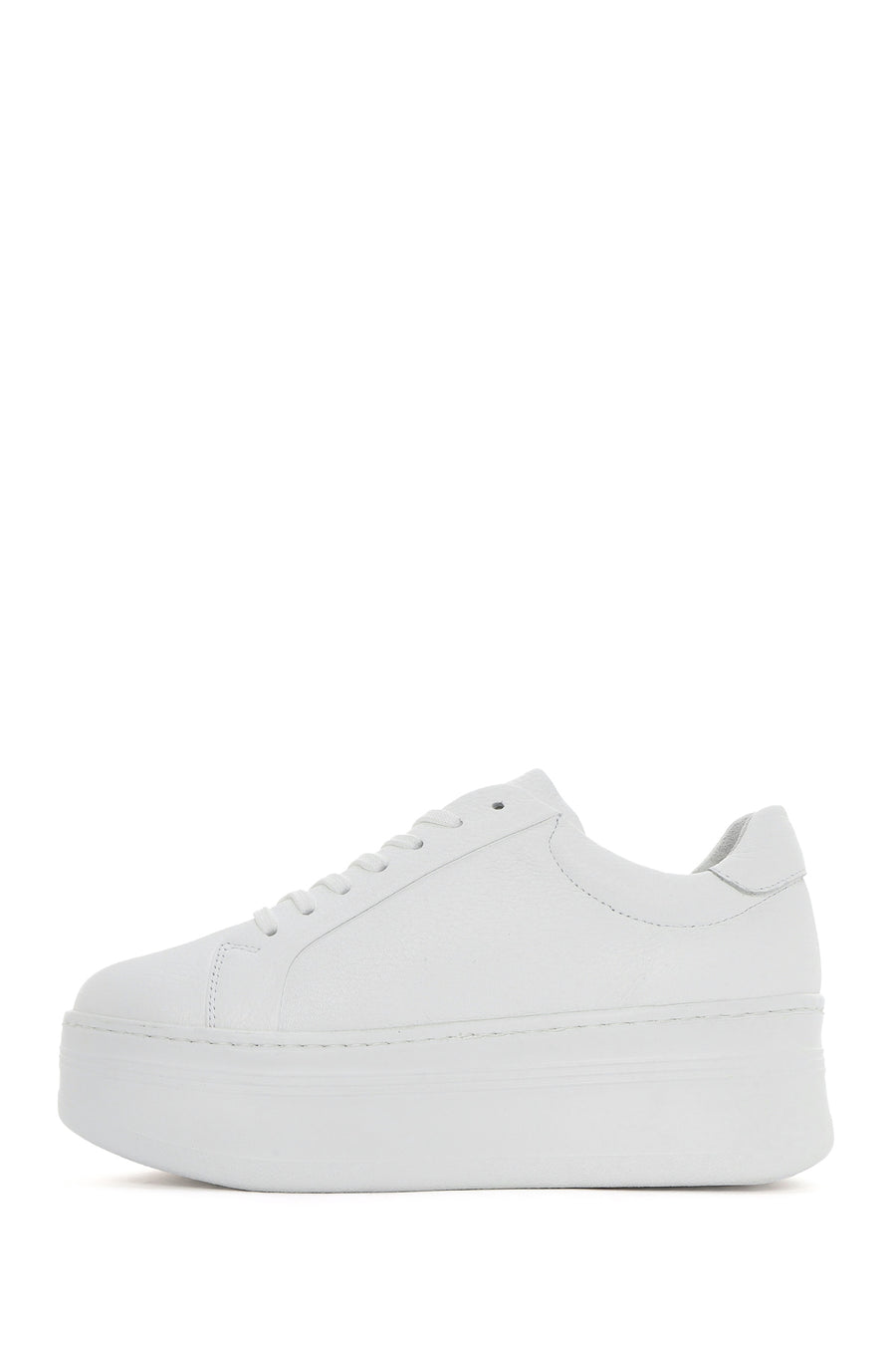 Kadın Beyaz Bağcıklı Kalın Tabanlı Deri Sneaker