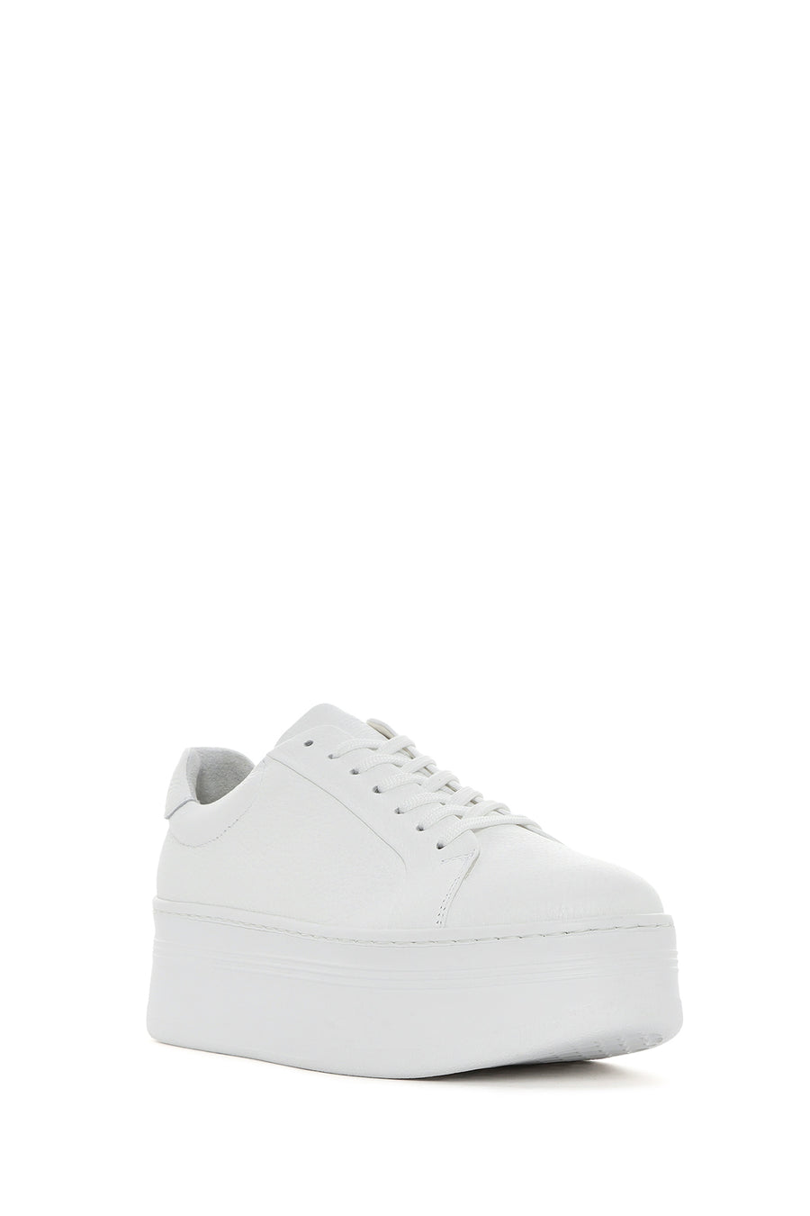 Kadın Beyaz Bağcıklı Kalın Tabanlı Deri Sneaker