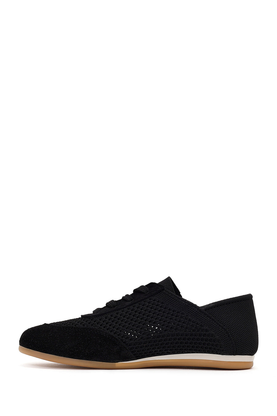 Kadın Siyah Bağcıklı Deri Sneaker