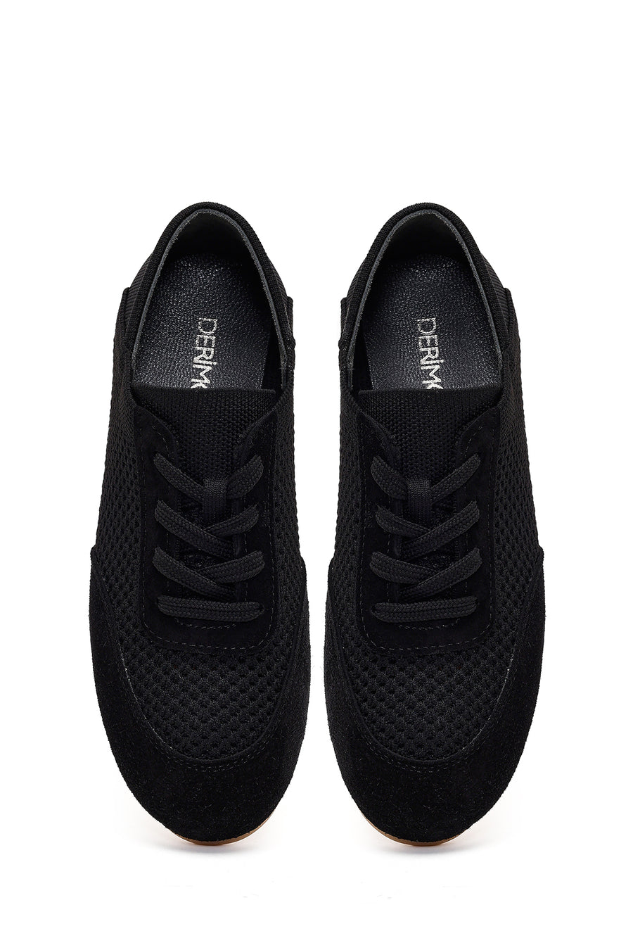 Kadın Siyah Bağcıklı Deri Sneaker