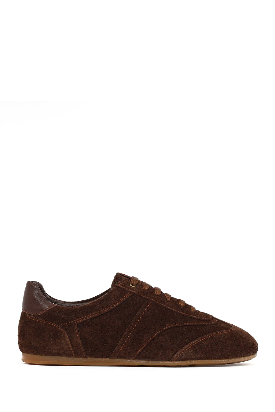 Women's Tan Lace-Up Suede Leather Sneakers 26PFD410810 | Derimod