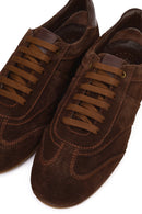 Women's Tan Lace-Up Suede Leather Sneakers | Derimod