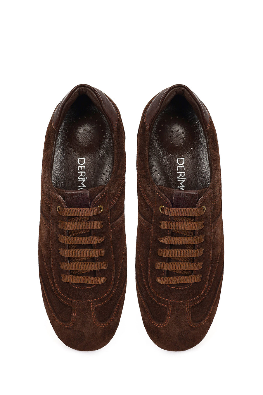 Women's Tan Lace-Up Suede Leather Sneakers