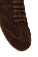 Women's Tan Lace-Up Suede Leather Sneakers | Derimod