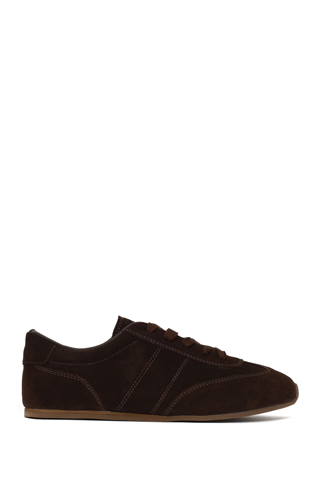 Kadın Kahverengi Bağcıklı Süet Deri Sneaker