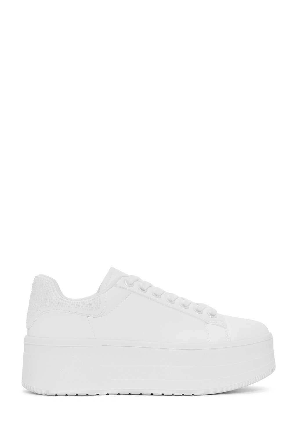 Kadın Beyaz Bağcıklı Kalın Tabanlı Sneaker