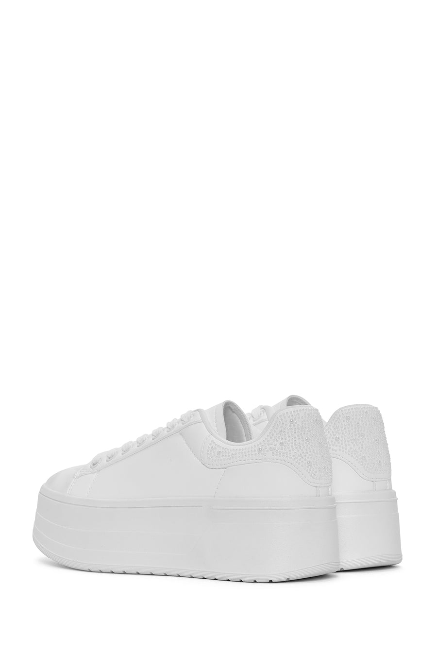 Kadın Beyaz Bağcıklı Kalın Tabanlı Sneaker