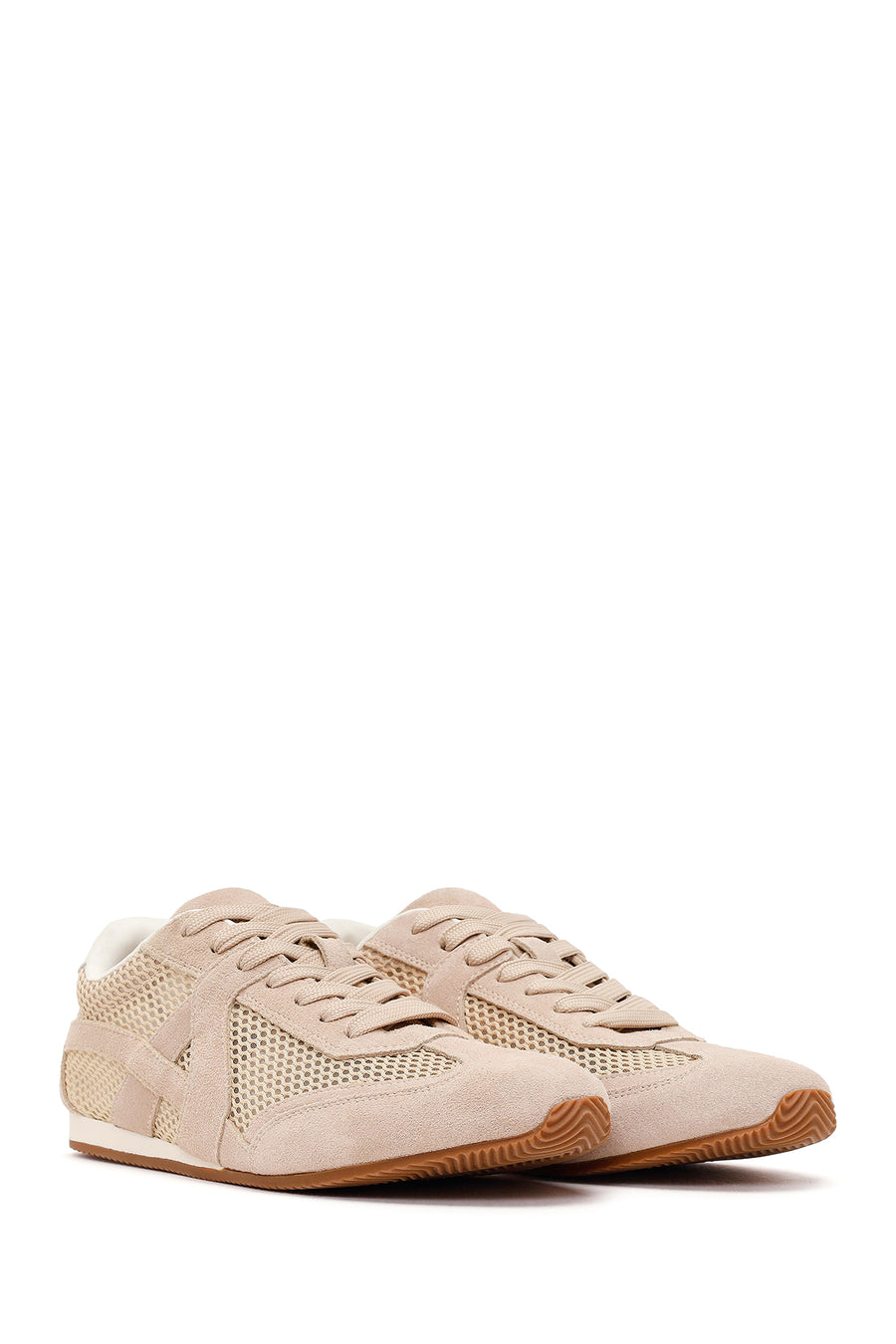 Kadın Vizon Bağcıklı Süet Deri Sneaker