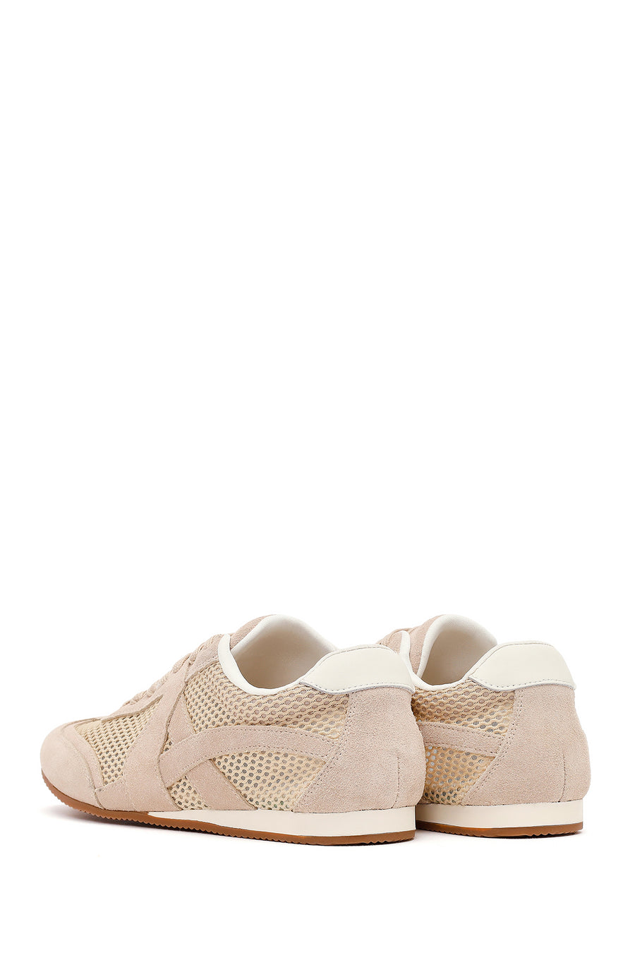 Kadın Vizon Bağcıklı Süet Deri Sneaker