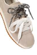 Woman Light Gray Lace-Up Suede Leather Sneaker | Derimod