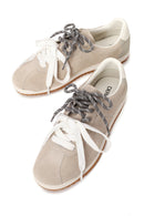 Woman Light Gray Lace-Up Suede Leather Sneaker | Derimod