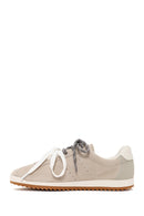 Woman Light Gray Lace-Up Suede Leather Sneaker | Derimod