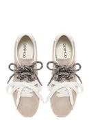 Woman Light Gray Lace-Up Suede Leather Sneaker | Derimod