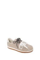 Woman Light Gray Lace-Up Suede Leather Sneaker | Derimod
