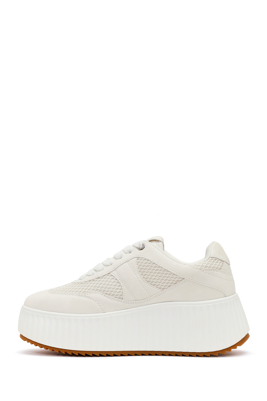 Kadın Beyaz Bağcıklı Kalın Tabanlı Sneaker