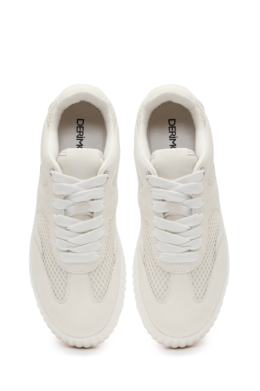 Kadın Beyaz Bağcıklı Kalın Tabanlı Sneaker