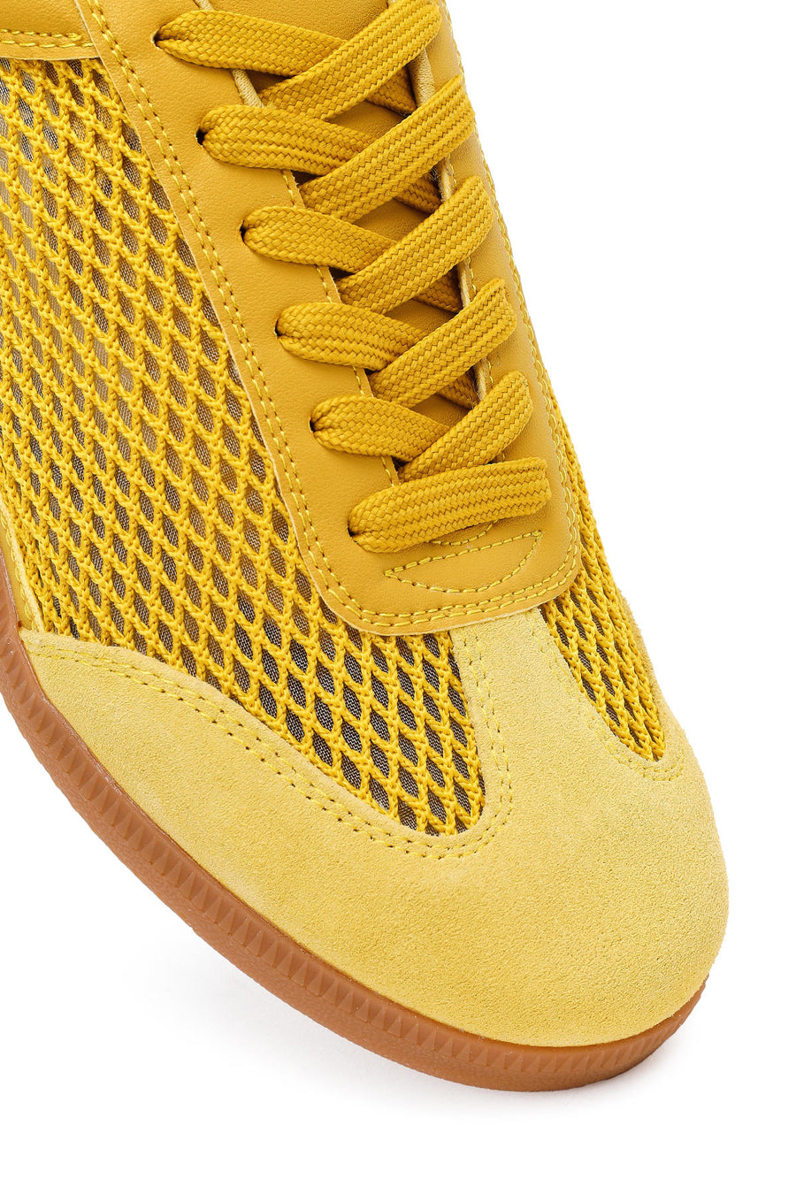 Kadın Sarı Bağcıklı Fileli Süet Deri Sneaker
