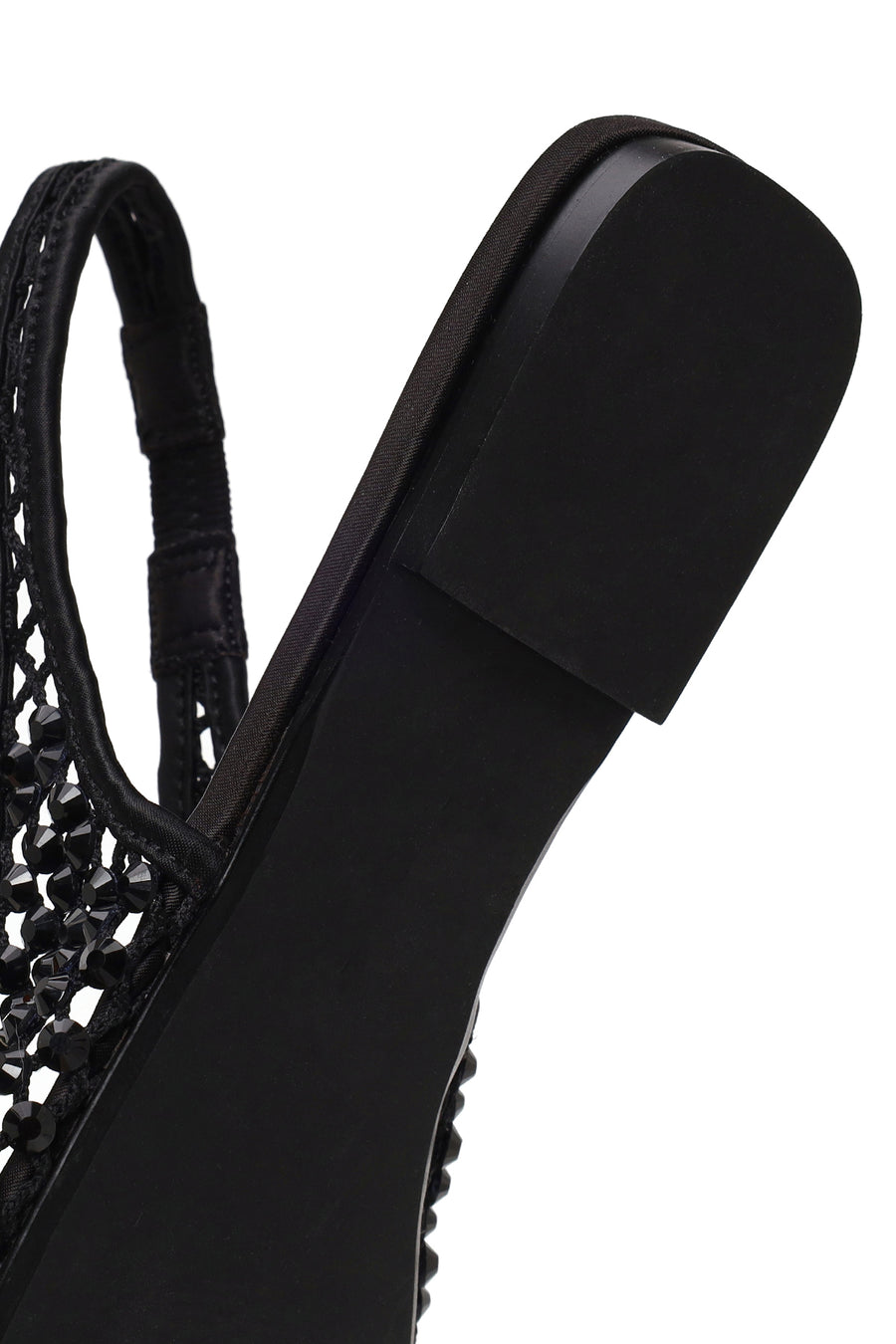 Woman Black Backless Rhinestone Ballerine Shoes
