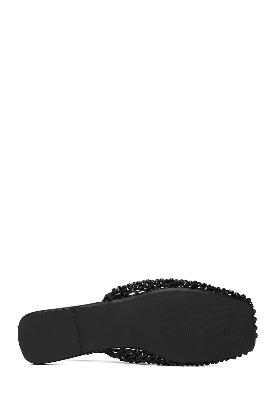 Woman Black Backless Rhinestone Ballerine Shoes