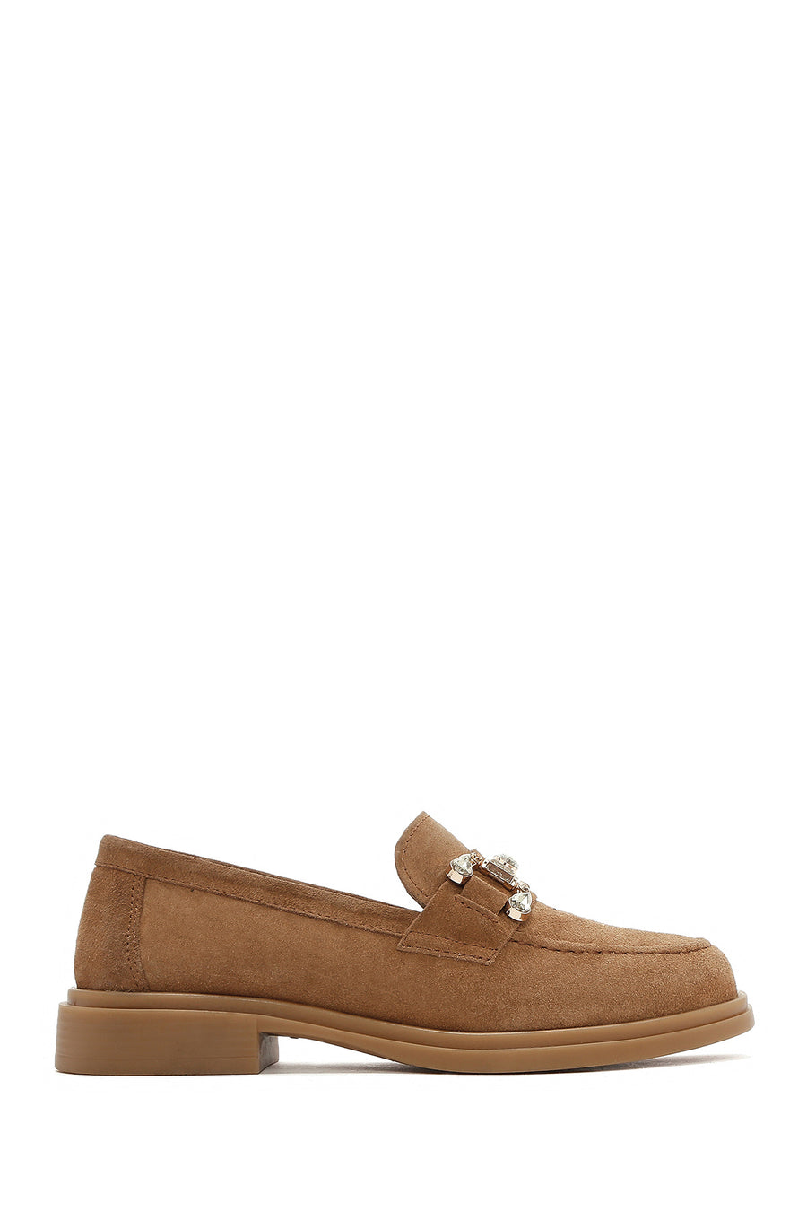 Kadın Taba Taşlı Süet Deri Maskülen Loafer 26PFD510010 | Derimod