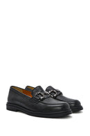 Women's Black Buckle Leather Loafer | Derimod