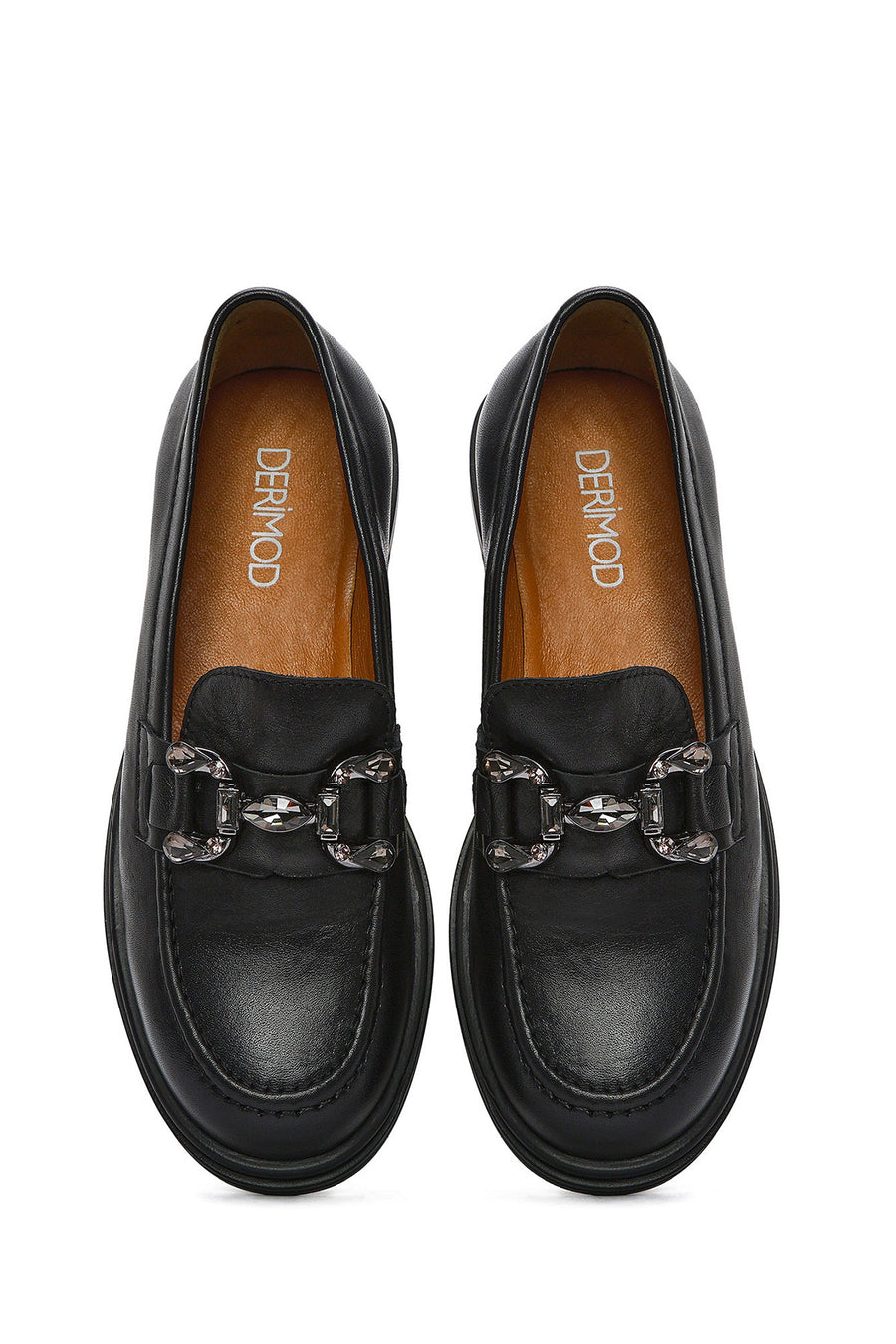 Women's Black Buckle Leather Loafer