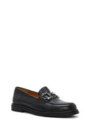 Women's Black Buckle Leather Loafer | Derimod