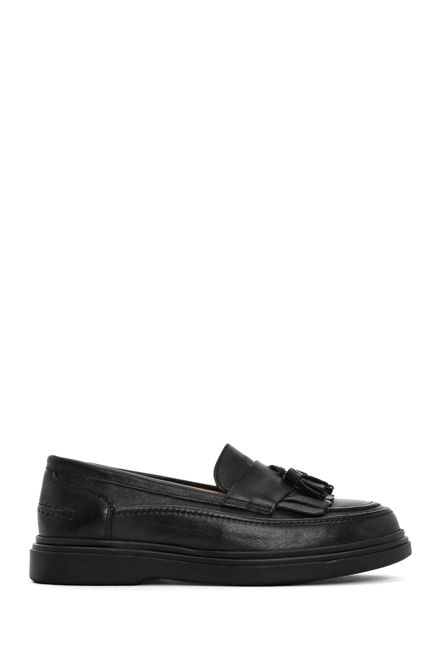 Kadın Siyah Püsküllü Deri Loafer 26PFD510118 | Derimod