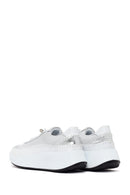 Woman White Lace-Up Thick-Soled Leather Sneaker | Derimod